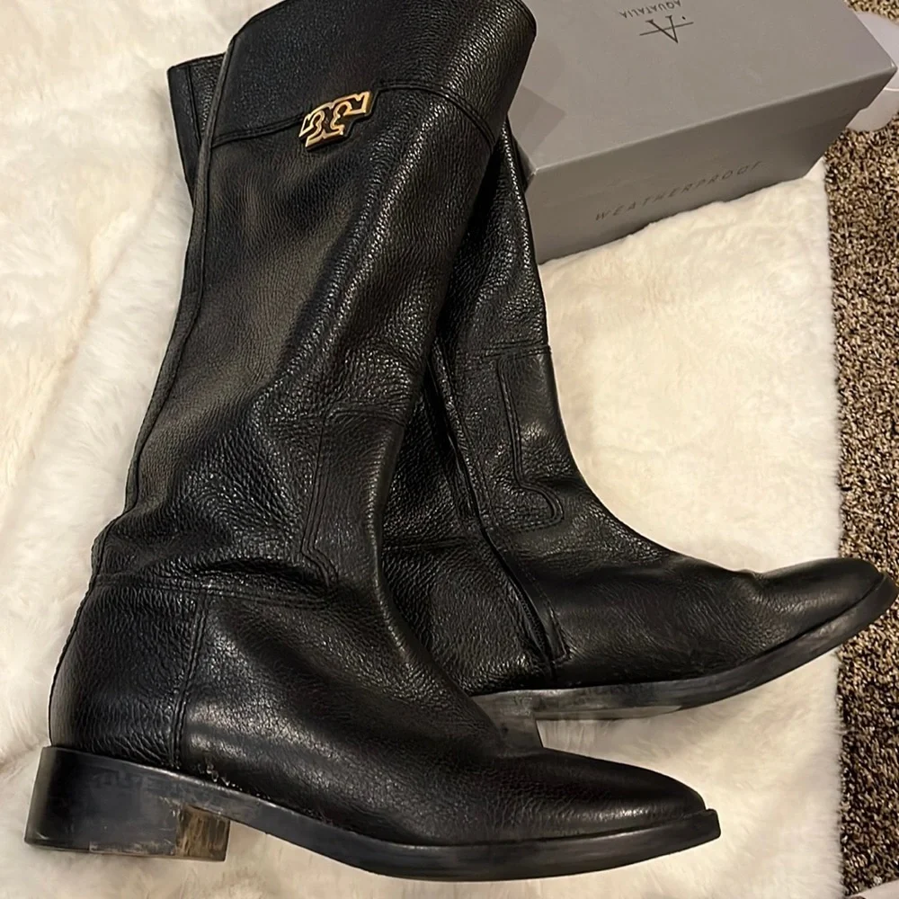Tory Burch Black Leather Riding Boots, lightly worn